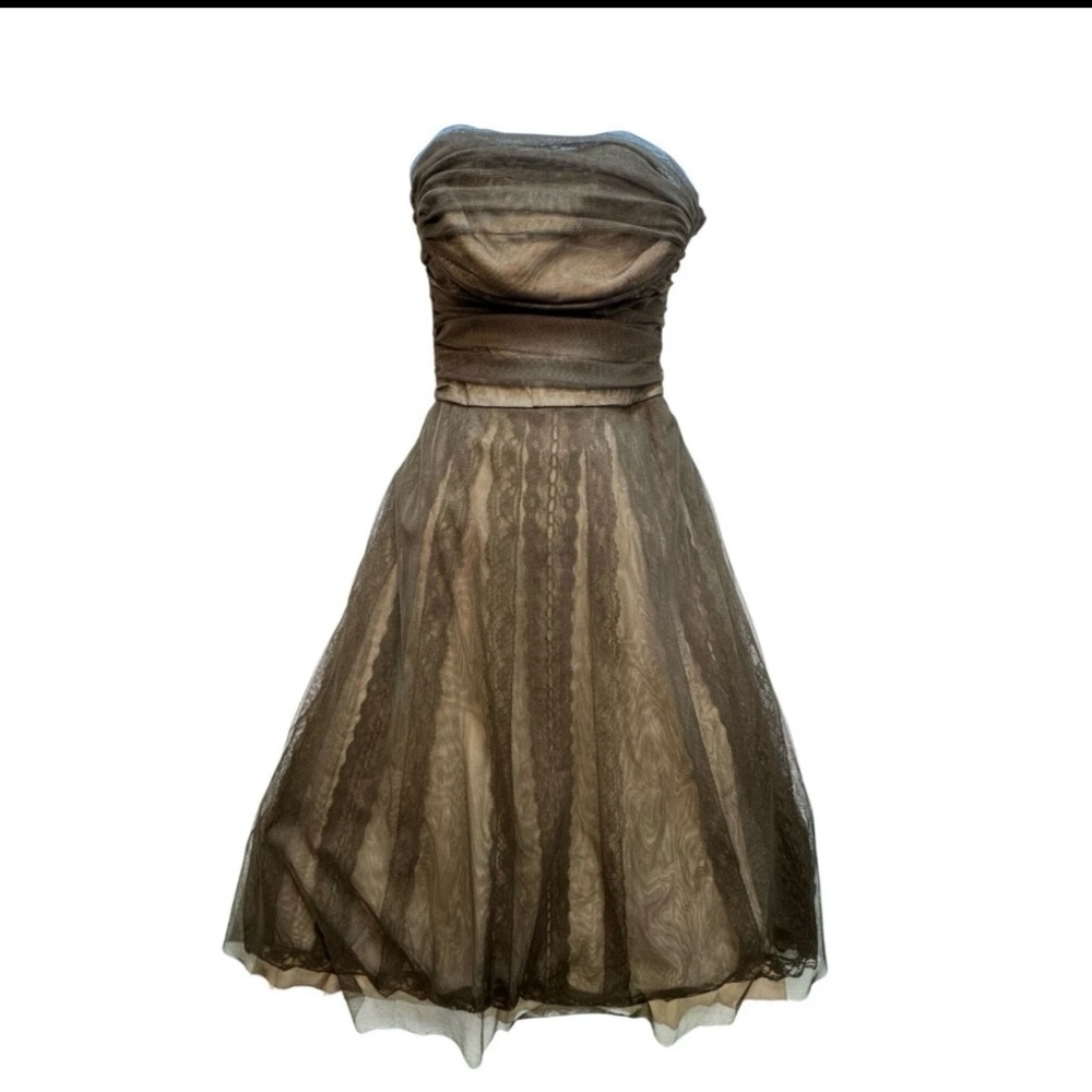BCBGMaxAzria Strapless Dress in Rich Brown